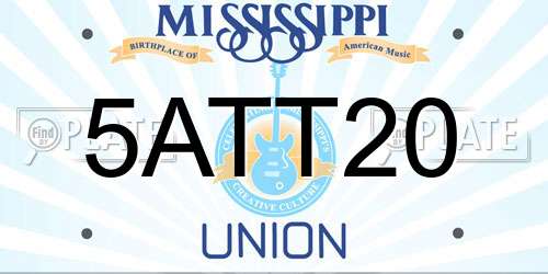 5ATT20 Mississippi License Plate