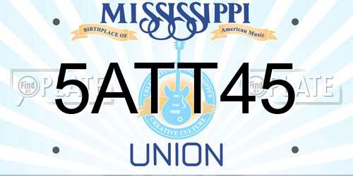 5ATT45 Mississippi License Plate