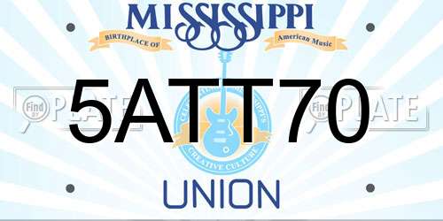 5ATT70 Mississippi License Plate