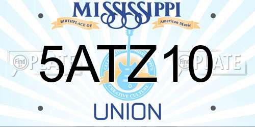 5ATZ10 Mississippi License Plate