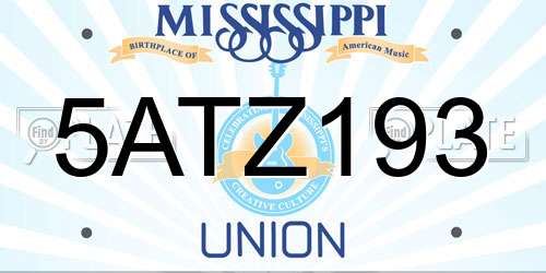 5ATZ193 Mississippi License Plate