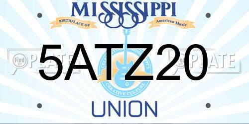 5ATZ20 Mississippi License Plate