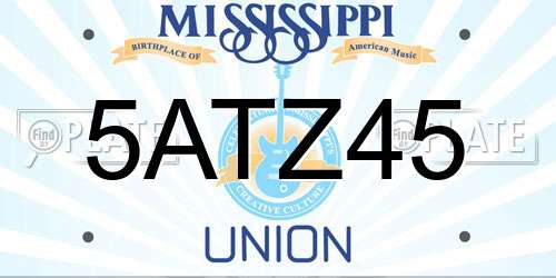 5ATZ45 Mississippi License Plate