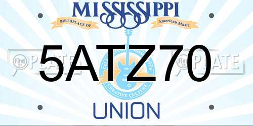 5ATZ70 Mississippi License Plate
