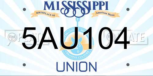 5AU104 Mississippi License Plate