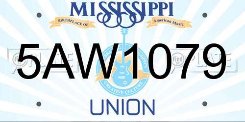 5AW1079 Mississippi License Plate