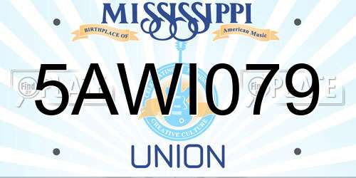 5AWI079 Mississippi License Plate