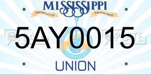 5AY0015 Mississippi License Plate