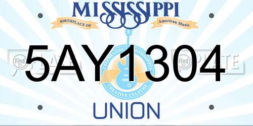 5AY1304 Mississippi License Plate