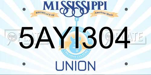 5AYI304 Mississippi License Plate