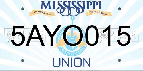 5AYO015 Mississippi License Plate