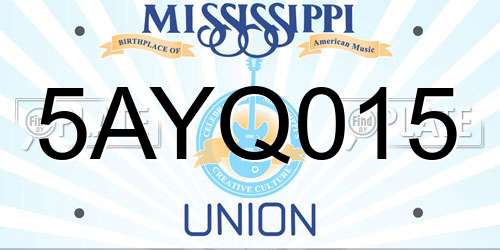 5AYQ015 Mississippi License Plate