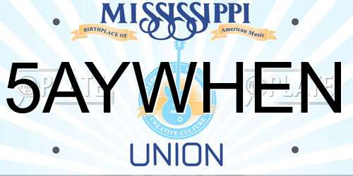 5AYWHEN Mississippi License Plate