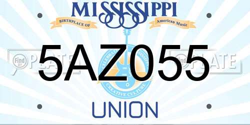 5AZ055 Mississippi License Plate