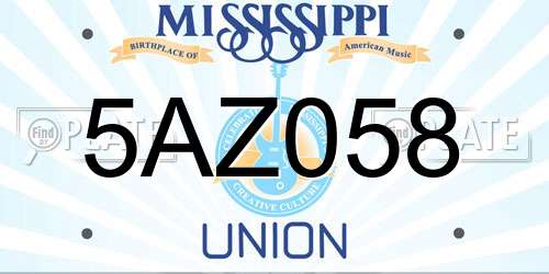 5AZ058 Mississippi License Plate