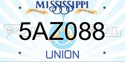 5AZ088 Mississippi License Plate
