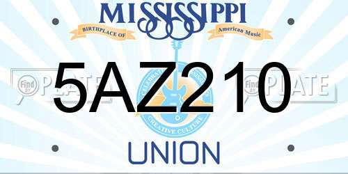 5AZ210 Mississippi License Plate