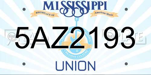 5AZ2193 Mississippi License Plate