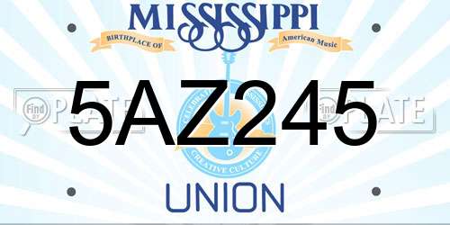 5AZ245 Mississippi License Plate