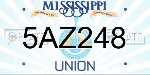 5AZ248 Mississippi License Plate