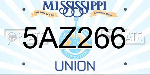 5AZ266 Mississippi License Plate