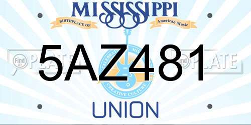5AZ481 Mississippi License Plate