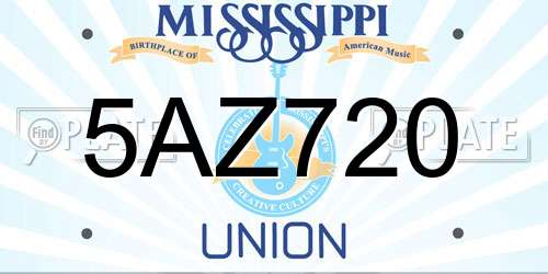 5AZ720 Mississippi License Plate