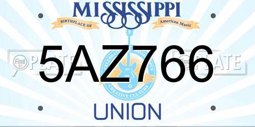 5AZ766 Mississippi License Plate