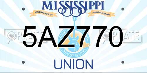 5AZ770 Mississippi License Plate