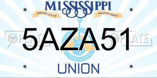5AZA51 Mississippi License Plate