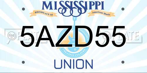 5AZD55 Mississippi License Plate