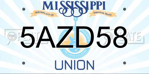 5AZD58 Mississippi License Plate