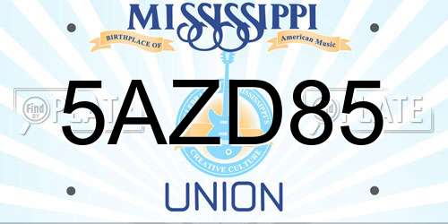 5AZD85 Mississippi License Plate