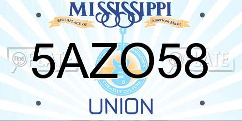 5AZO58 Mississippi License Plate