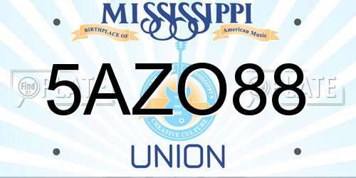 5AZO88 Mississippi License Plate