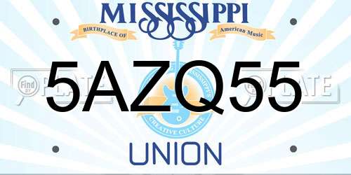 5AZQ55 Mississippi License Plate