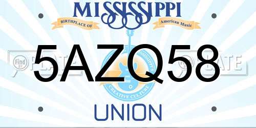 5AZQ58 Mississippi License Plate