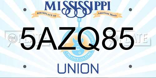 5AZQ85 Mississippi License Plate