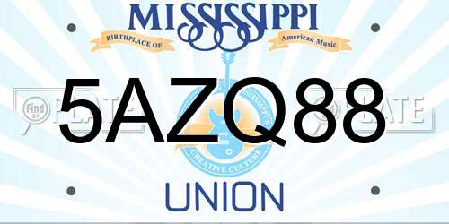 5AZQ88 Mississippi License Plate