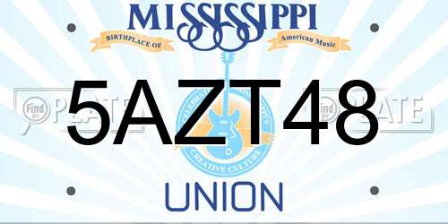 5AZT48 Mississippi License Plate