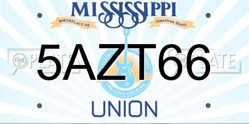 5AZT66 Mississippi License Plate
