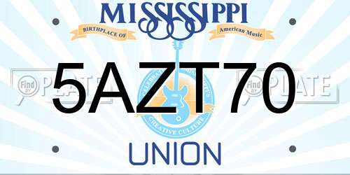5AZT70 Mississippi License Plate