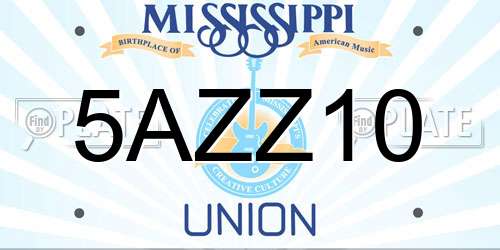 5AZZ10 Mississippi License Plate