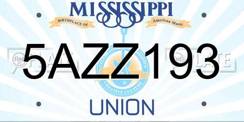 5AZZ193 Mississippi License Plate