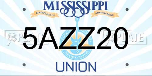 5AZZ20 Mississippi License Plate