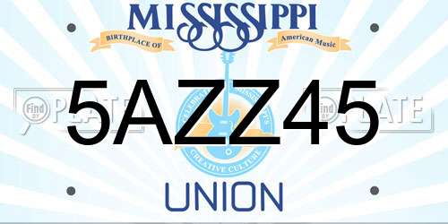 5AZZ45 Mississippi License Plate