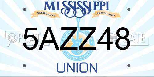 5AZZ48 Mississippi License Plate