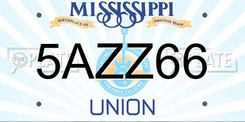5AZZ66 Mississippi License Plate