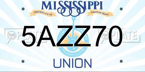 5AZZ70 Mississippi License Plate