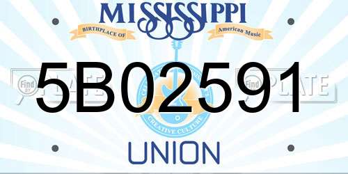 5B02591 Mississippi License Plate